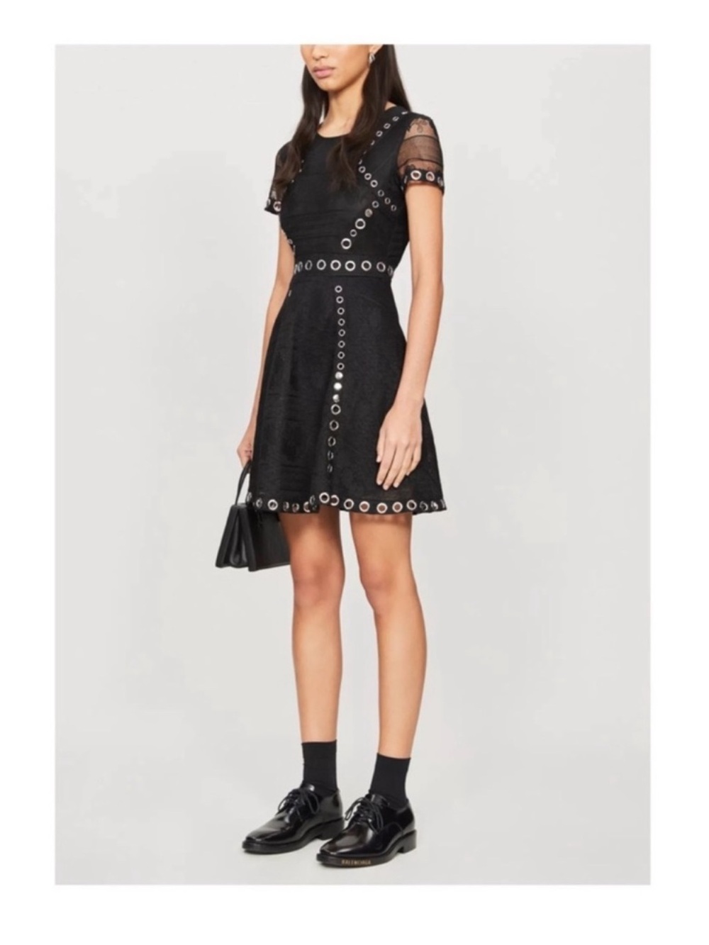 New! MAJE Ranch Floral Lace Embroidered Woven Mini Dress in Black EU 36 - Picture 2 of 10